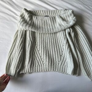 Off the shoulder chunky knit sweater